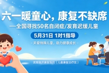5月31日，无锡国济康复医院儿童节公益义诊活动重磅开启，全国寻找50名自闭症/发育迟缓儿童1对1指导